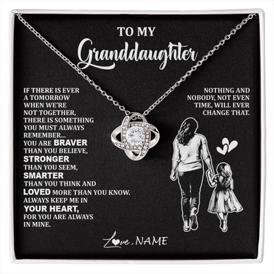Love Knot Necklace 14K White Gold Finish | 1 | Personalized To My Granddaughter Necklace From Grandma You Are Always In Mine Beautiful Granddaughter Birthday Graduation Christmas With Gift Box Message Card | siriusteestore