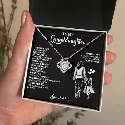 Love Knot Necklace 14K White Gold Finish | 2 | Personalized To My Granddaughter Necklace From Grandma You Are Always In Mine Beautiful Granddaughter Birthday Graduation Christmas With Gift Box Message Card | siriusteestore