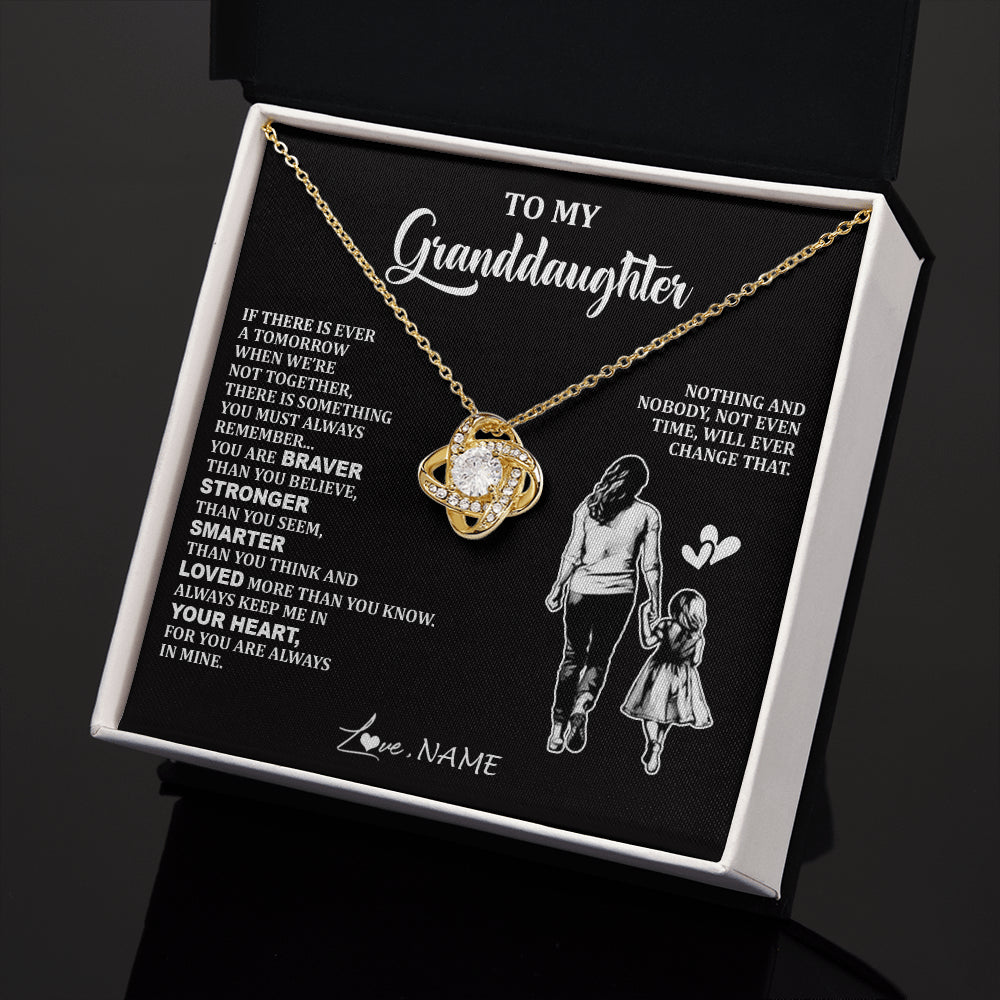 Love Knot Necklace 18K Yellow Gold Finish | 2 | Personalized To My Granddaughter Necklace From Grandma You Are Always In Mine Beautiful Granddaughter Birthday Graduation Christmas With Gift Box Message Card | siriusteestore