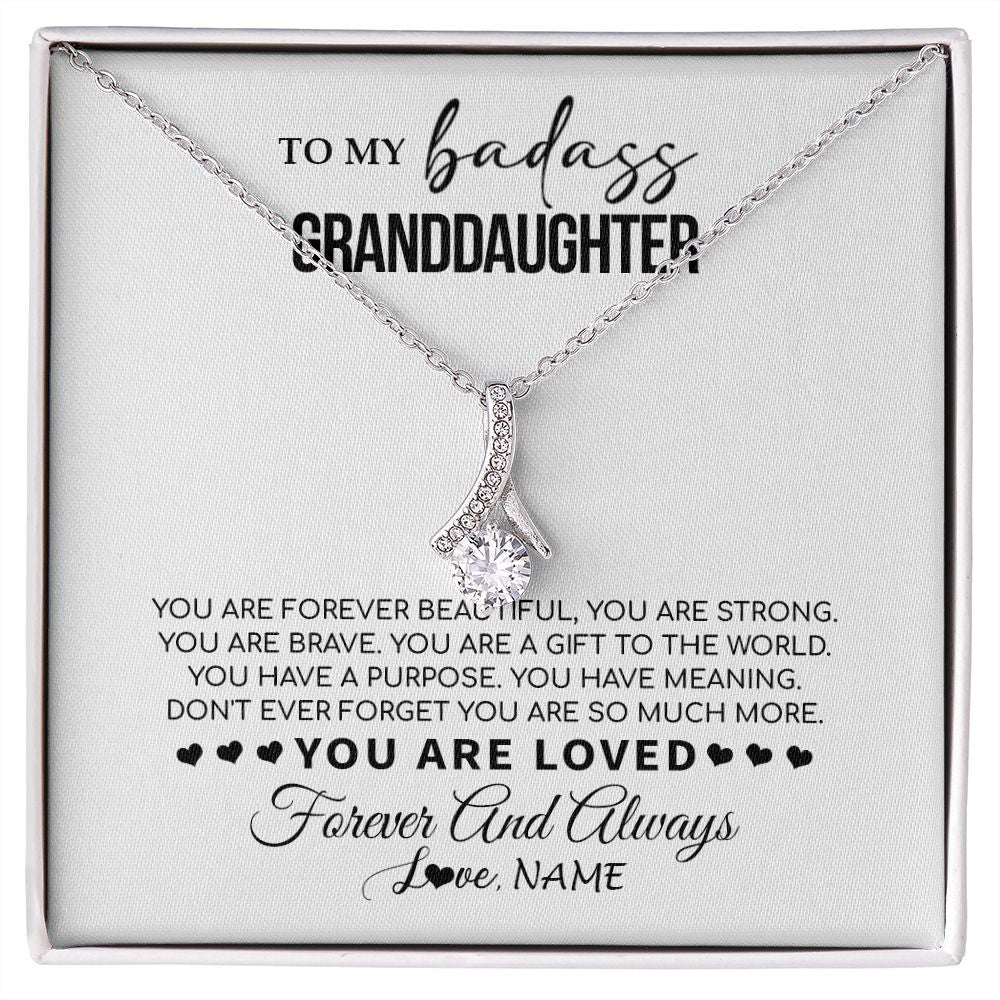 Alluring Beauty Necklace | Personalized To My Granddaughter Necklace From Grandma You Are Forever Beautiful Granddaughter Birthday Graduation Christmas Customized Gift Box Message Card | siriusteestore