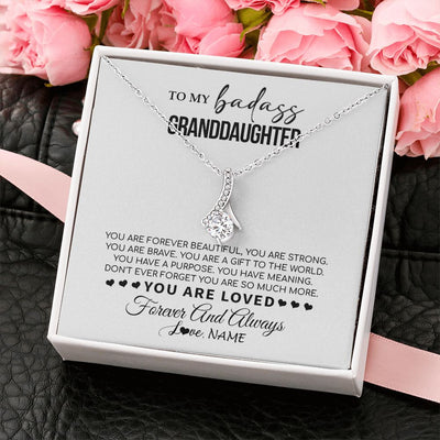 Alluring Beauty Necklace | Personalized To My Granddaughter Necklace From Grandma You Are Forever Beautiful Granddaughter Birthday Graduation Christmas Customized Gift Box Message Card | siriusteestore