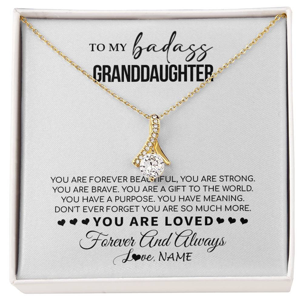 Alluring Beauty Necklace 18K Yellow Gold Finish | 1 | Personalized To My Granddaughter Necklace From Grandma You Are Forever Beautiful Granddaughter Birthday Graduation Christmas Customized Gift Box Message Card | siriusteestore