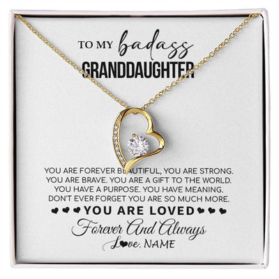 Forever Love Necklace 18K Yellow Gold Finish | 1 | Personalized To My Granddaughter Necklace From Grandma You Are Forever Beautiful Granddaughter Birthday Graduation Christmas Customized Gift Box Message Card | siriusteestore