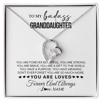 Forever Love Necklace | Personalized To My Granddaughter Necklace From Grandma You Are Forever Beautiful Granddaughter Birthday Graduation Christmas Customized Gift Box Message Card | siriusteestore