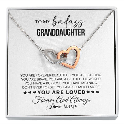 Interlocking Hearts Necklace | Personalized To My Granddaughter Necklace From Grandma You Are Forever Beautiful Granddaughter Birthday Graduation Christmas Customized Gift Box Message Card | siriusteestore