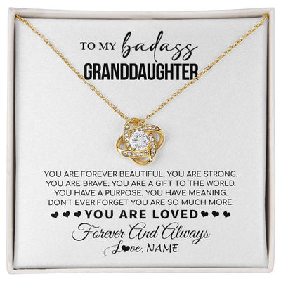 Love Knot Necklace 18K Yellow Gold Finish | 1 | Personalized To My Granddaughter Necklace From Grandma You Are Forever Beautiful Granddaughter Birthday Graduation Christmas Customized Gift Box Message Card | siriusteestore