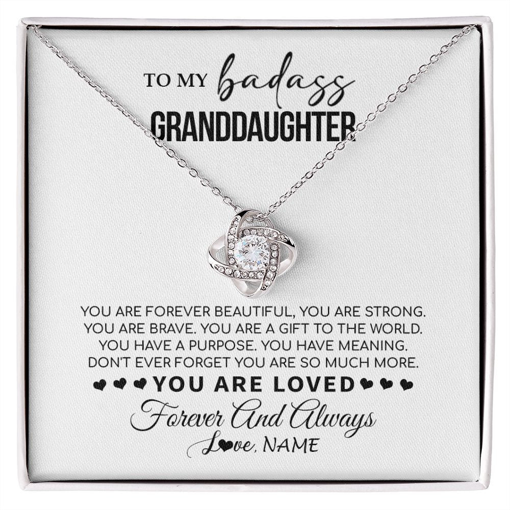Love Knot Necklace | Personalized To My Granddaughter Necklace From Grandma You Are Forever Beautiful Granddaughter Birthday Graduation Christmas Customized Gift Box Message Card | siriusteestore