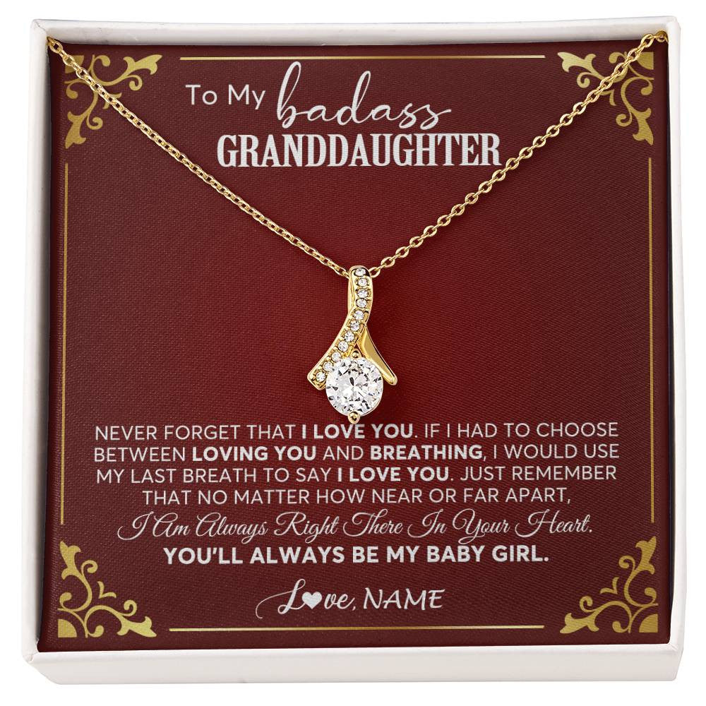 Alluring Beauty Necklace 18K Yellow Gold Finish | 1 | Personalized To My Granddaughter Necklace From Grandma You'Ll Always Be My Baby Girl Granddaughter Birthday Christmas Customized Gift Box Message Card | siriusteestore