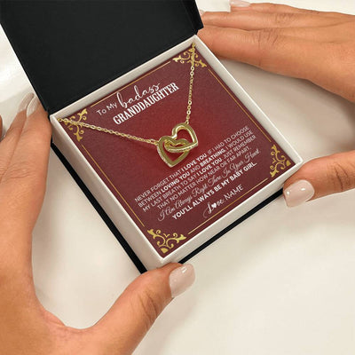 Interlocking Hearts Necklace 18K Yellow Gold Finish | 2 | Personalized To My Granddaughter Necklace From Grandma You'Ll Always Be My Baby Girl Granddaughter Birthday Christmas Customized Gift Box Message Card | siriusteestore