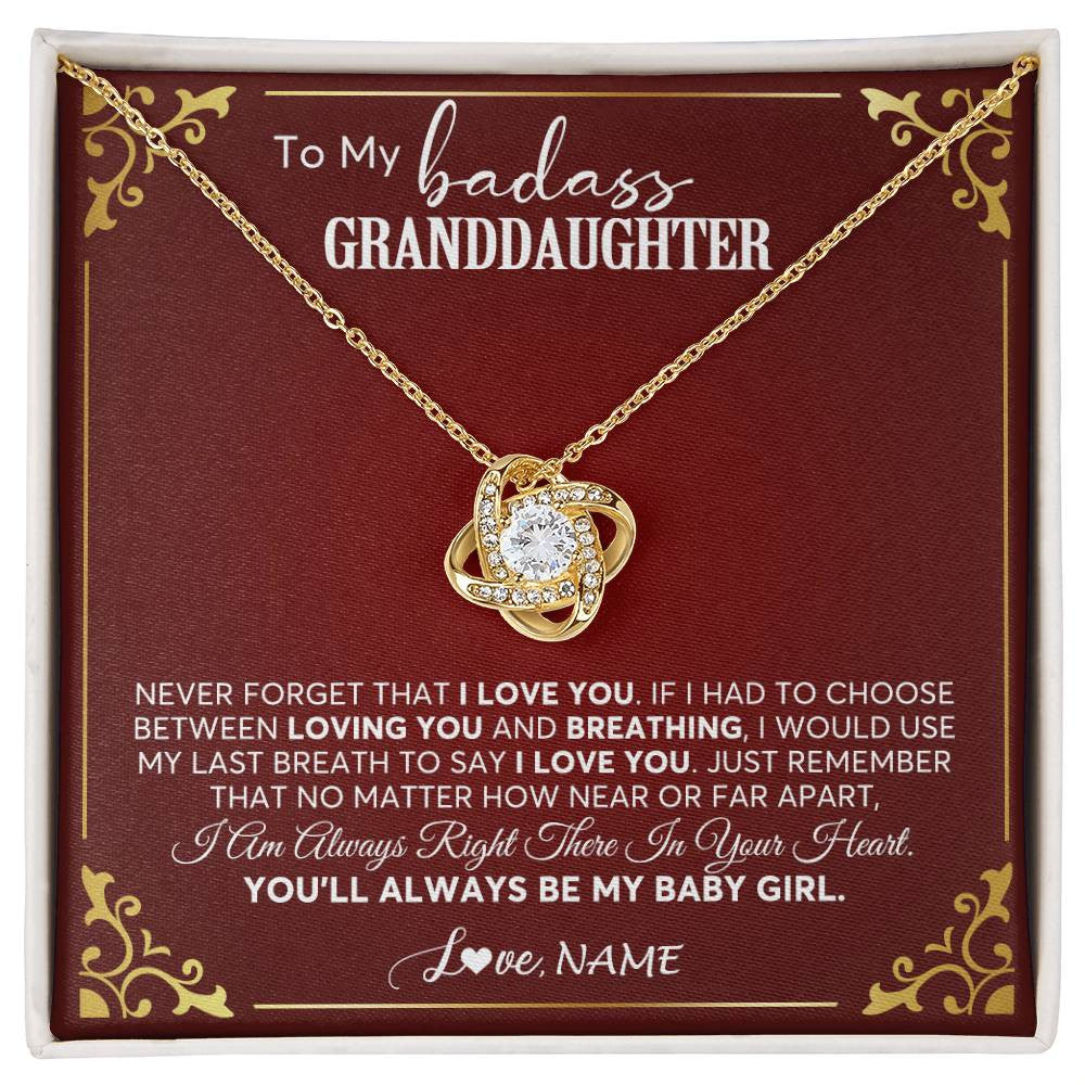 Love Knot Necklace 18K Yellow Gold Finish | 1 | Personalized To My Granddaughter Necklace From Grandma You'Ll Always Be My Baby Girl Granddaughter Birthday Christmas Customized Gift Box Message Card | siriusteestore
