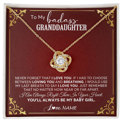 Love Knot Necklace 18K Yellow Gold Finish | 1 | Personalized To My Granddaughter Necklace From Grandma You'Ll Always Be My Baby Girl Granddaughter Birthday Christmas Customized Gift Box Message Card | siriusteestore