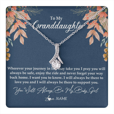 Alluring Beauty Necklace 14K White Gold Finish | 1 | Personalized To My Granddaughter Necklace From Grandma You Will Always Be My Baby Granddaughter Jewelry Birthday Christmas Customized Gift Box Message Card | siriusteestore