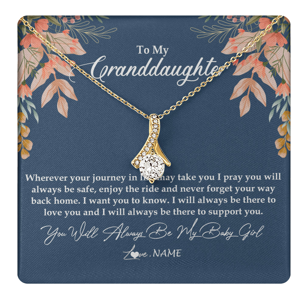 Alluring Beauty Necklace 18K Yellow Gold Finish | 1 | Personalized To My Granddaughter Necklace From Grandma You Will Always Be My Baby Granddaughter Jewelry Birthday Christmas Customized Gift Box Message Card | siriusteestore