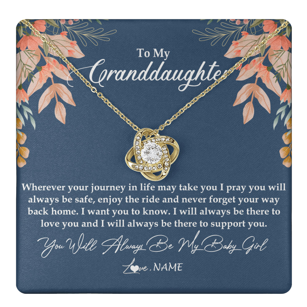 Love Knot Necklace 18K Yellow Gold Finish | 1 | Personalized To My Granddaughter Necklace From Grandma You Will Always Be My Baby Granddaughter Jewelry Birthday Christmas Customized Gift Box Message Card | siriusteestore