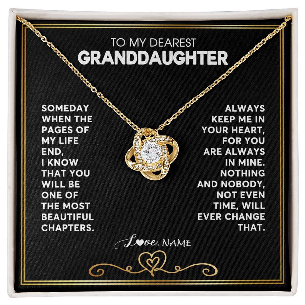 Love Knot Necklace 18K Yellow Gold Finish | 1 | Personalized To My Granddaughter Necklace From Grandmother Papa When The Pages Of My Life End Granddaughter Birthday Christmas Customized Gift Box Message Card | siriusteestore