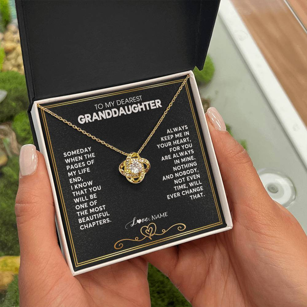 Love Knot Necklace 18K Yellow Gold Finish | 2 | Personalized To My Granddaughter Necklace From Grandmother Papa When The Pages Of My Life End Granddaughter Birthday Christmas Customized Gift Box Message Card | siriusteestore
