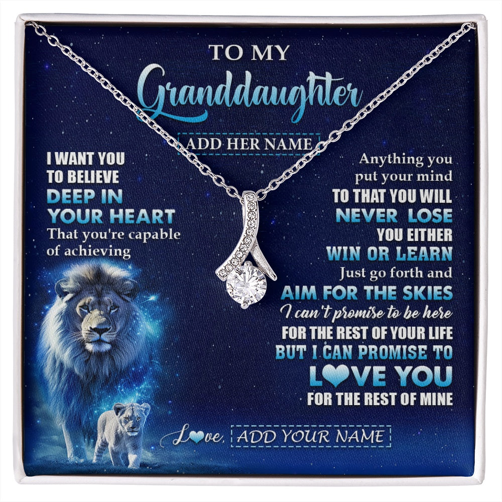 Alluring Beauty Necklace 14K White Gold Finish | 1 | Personalized To My Granddaughter Necklace From Grandpa Believe Your Heart Granddaughter Gift Birthday Graduation Christmas Customized Gift Box Message Card | siriusteestore.myshopify