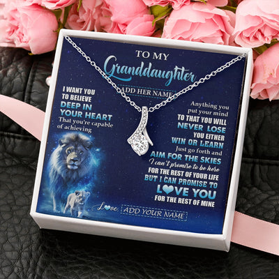 Alluring Beauty Necklace 14K White Gold Finish | 2 | Personalized To My Granddaughter Necklace From Grandpa Believe Your Heart Granddaughter Gift Birthday Graduation Christmas Customized Gift Box Message Card | siriusteestore.myshopify