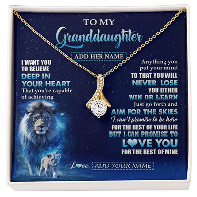 Alluring Beauty Necklace 18K Yellow Gold Finish | 1 | Personalized To My Granddaughter Necklace From Grandpa Believe Your Heart Granddaughter Gift Birthday Graduation Christmas Customized Gift Box Message Card | siriusteestore.myshopify