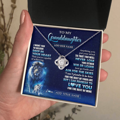 Love Knot Necklace 14K White Gold Finish | 2 | Personalized To My Granddaughter Necklace From Grandpa Believe Your Heart Granddaughter Gift Birthday Graduation Christmas Customized Gift Box Message Card | siriusteestore.myshopify