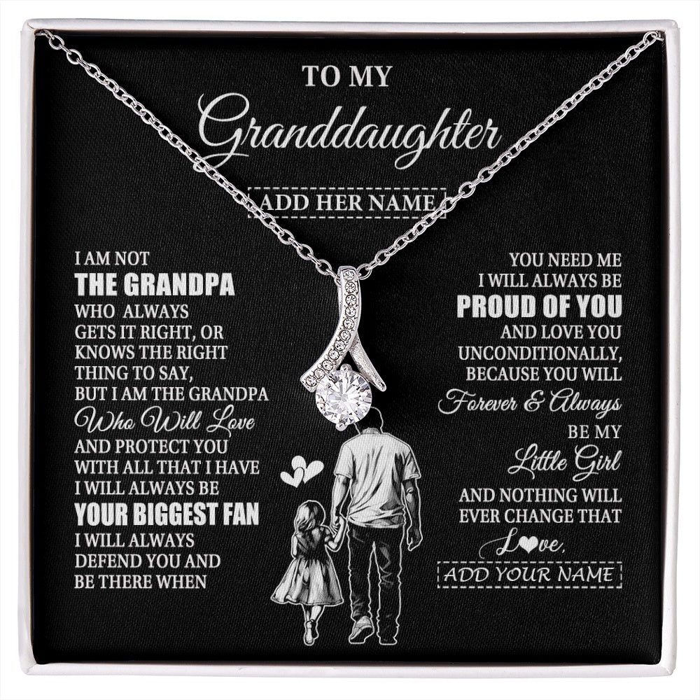 Alluring Beauty Necklace 14K White Gold Finish | 1 | Personalized To My Granddaughter Necklace From Grandpa Biggest Fan Birthday Gifts For Granddaughter From Grandparents Christmas Custom Gift Box Message Card | siriusteestore.myshopify