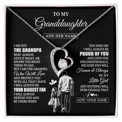 Forever Love Necklace 14K White Gold Finish | 1 | Personalized To My Granddaughter Necklace From Grandpa Biggest Fan Birthday Gifts For Granddaughter From Grandparents Christmas Custom Gift Box Message Card | siriusteestore.myshopify