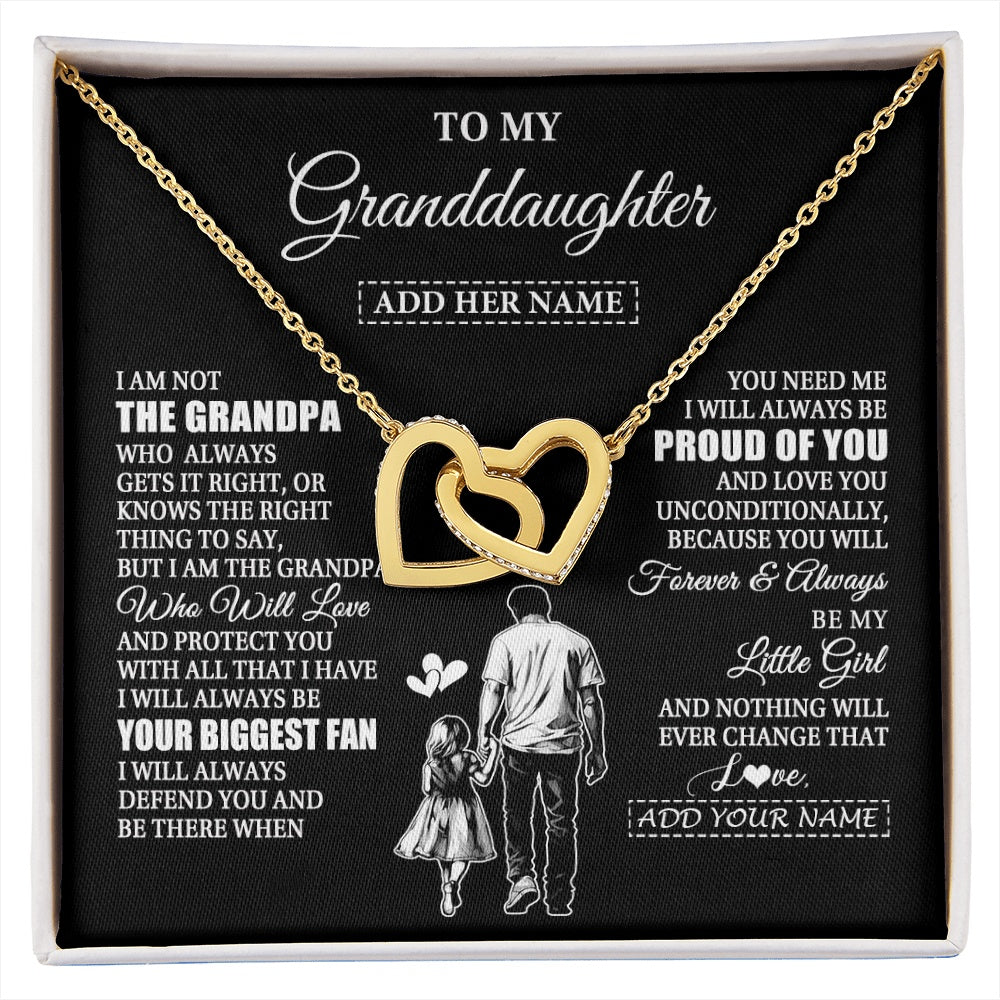 Interlocking Hearts Necklace 18K Yellow Gold Finish | 1 | Personalized To My Granddaughter Necklace From Grandpa Biggest Fan Birthday Gifts For Granddaughter From Grandparents Christmas Custom Gift Box Message Card | siriusteestore.myshopify