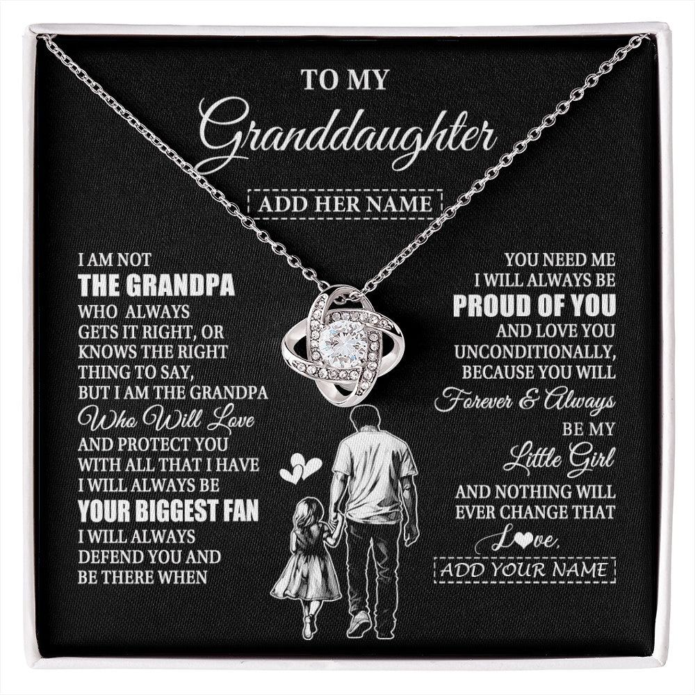 Love Knot Necklace 14K White Gold Finish | 1 | Personalized To My Granddaughter Necklace From Grandpa Biggest Fan Birthday Gifts For Granddaughter From Grandparents Christmas Custom Gift Box Message Card | siriusteestore.myshopify