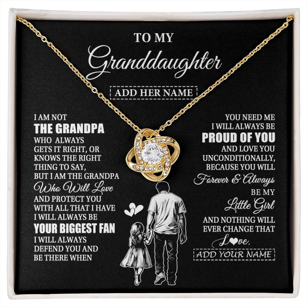Love Knot Necklace 18K Yellow Gold Finish | 1 | Personalized To My Granddaughter Necklace From Grandpa Biggest Fan Birthday Gifts For Granddaughter From Grandparents Christmas Custom Gift Box Message Card | siriusteestore.myshopify