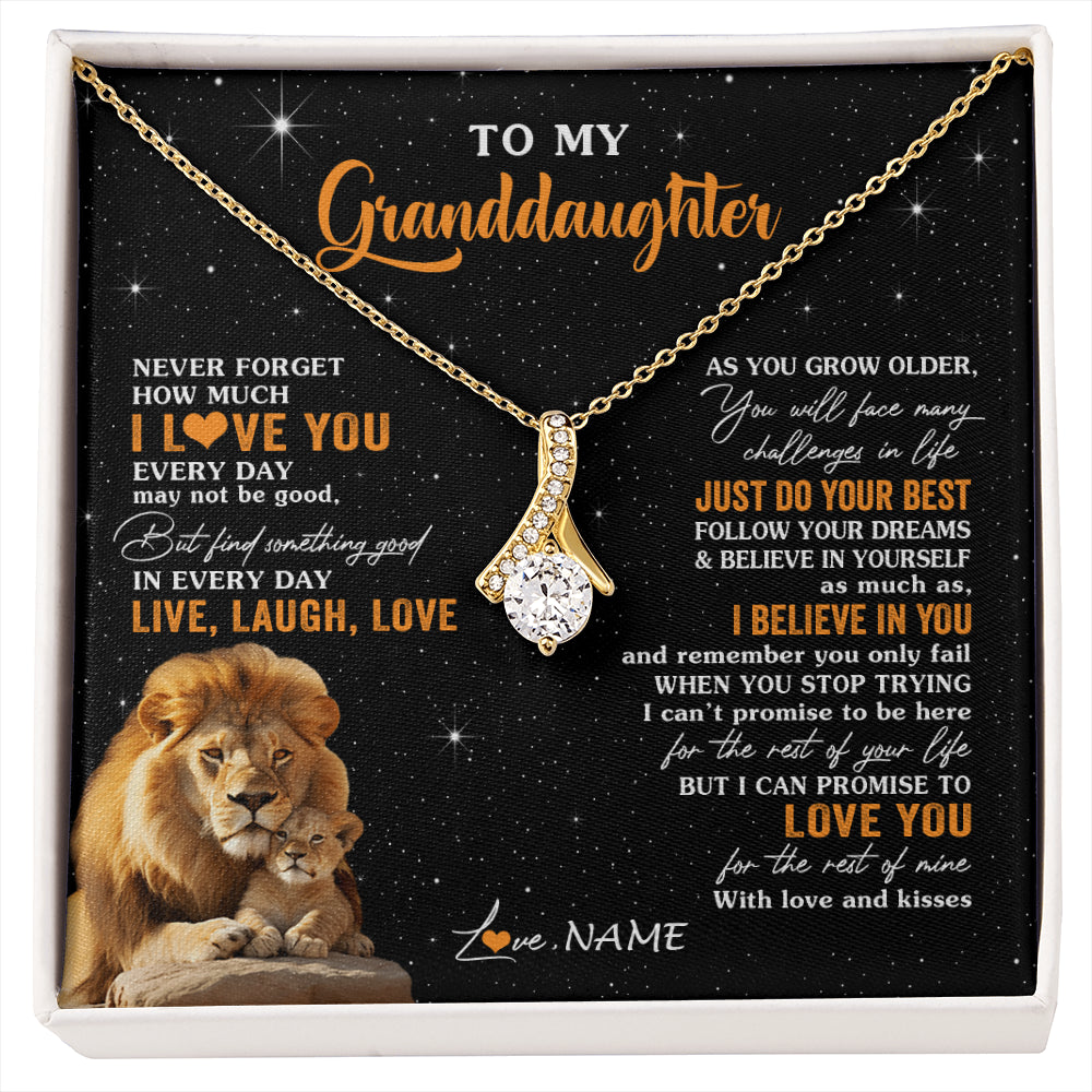 Alluring Beauty Necklace 18K Yellow Gold Finish | 1 | Personalized To My Granddaughter Necklace From Grandpa Live Laugh Love Lion Birthday Gifts Positive Graduation Christmas Customized Gift Box Message Card | siriusteestore