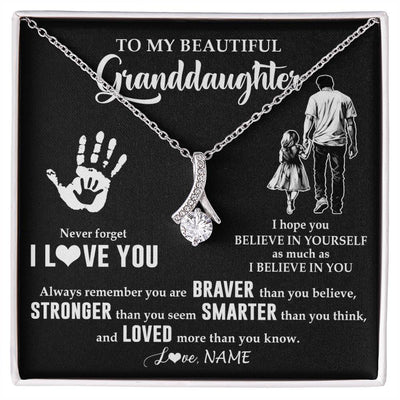 Alluring Beauty Necklace 14K White Gold Finish | 1 | Personalized To My Granddaughter Necklace From Grandpa Never Forget I Love You Birthday Gifts Christmas New Year Graduation Customized Gift Box Message Card | siriusteestore