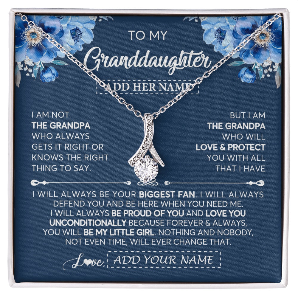 Alluring Beauty Necklace 14K White Gold Finish | 1 | Personalized To My Granddaughter Necklace From Grandpa Proud Of You Birthday Gifts For Granddaughter Jewelry Gifts Christmas Custom Gift Box Message Card | https://siriusteestore.