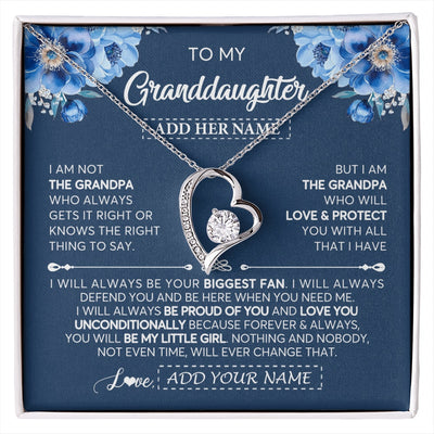 Forever Love Necklace 14K White Gold Finish | 1 | Personalized To My Granddaughter Necklace From Grandpa Proud Of You Birthday Gifts For Granddaughter Jewelry Gifts Christmas Custom Gift Box Message Card | https://siriusteestore.