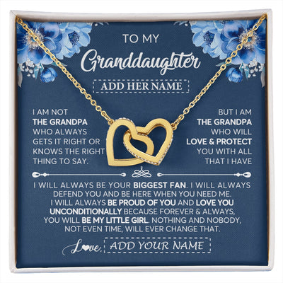 Interlocking Hearts Necklace 18K Yellow Gold Finish | 1 | Personalized To My Granddaughter Necklace From Grandpa Proud Of You Birthday Gifts For Granddaughter Jewelry Gifts Christmas Custom Gift Box Message Card | https://siriusteestore.
