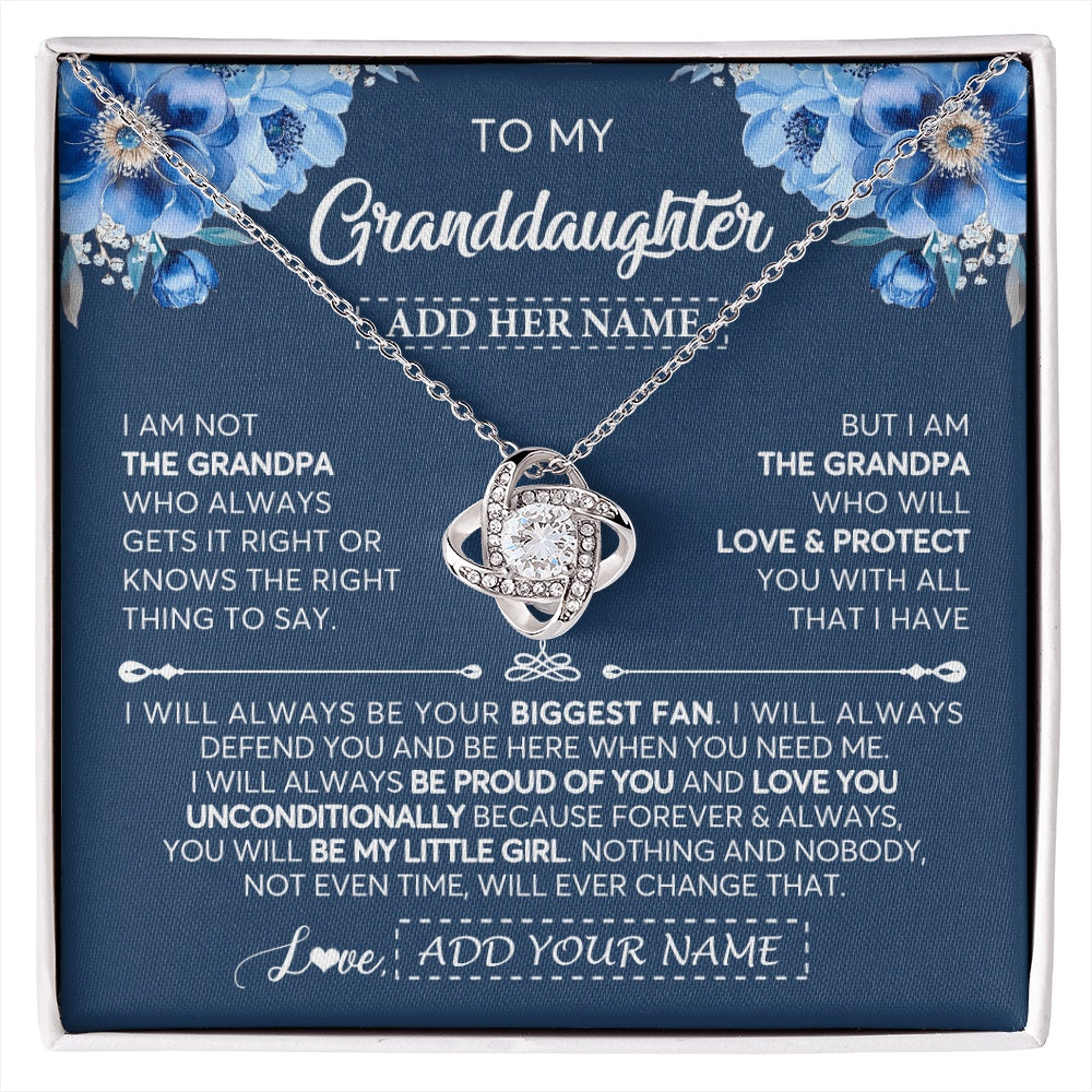 Love Knot Necklace 14K White Gold Finish | 1 | Personalized To My Granddaughter Necklace From Grandpa Proud Of You Birthday Gifts For Granddaughter Jewelry Gifts Christmas Custom Gift Box Message Card | https://siriusteestore.