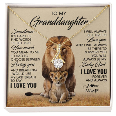 Alluring Beauty Necklace 18K Yellow Gold Finish | 1 | Personalized To My Granddaughter Necklace From Grandpa Sometimes It's Hard Lion Granddaughter Gift Birthday Jewelry Christmas Customized Gift Box Message Card | siriusteestore