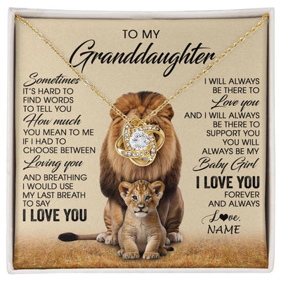 Love Knot Necklace 18K Yellow Gold Finish | 1 | Personalized To My Granddaughter Necklace From Grandpa Sometimes It's Hard Lion Granddaughter Gift Birthday Jewelry Christmas Customized Gift Box Message Card | siriusteestore