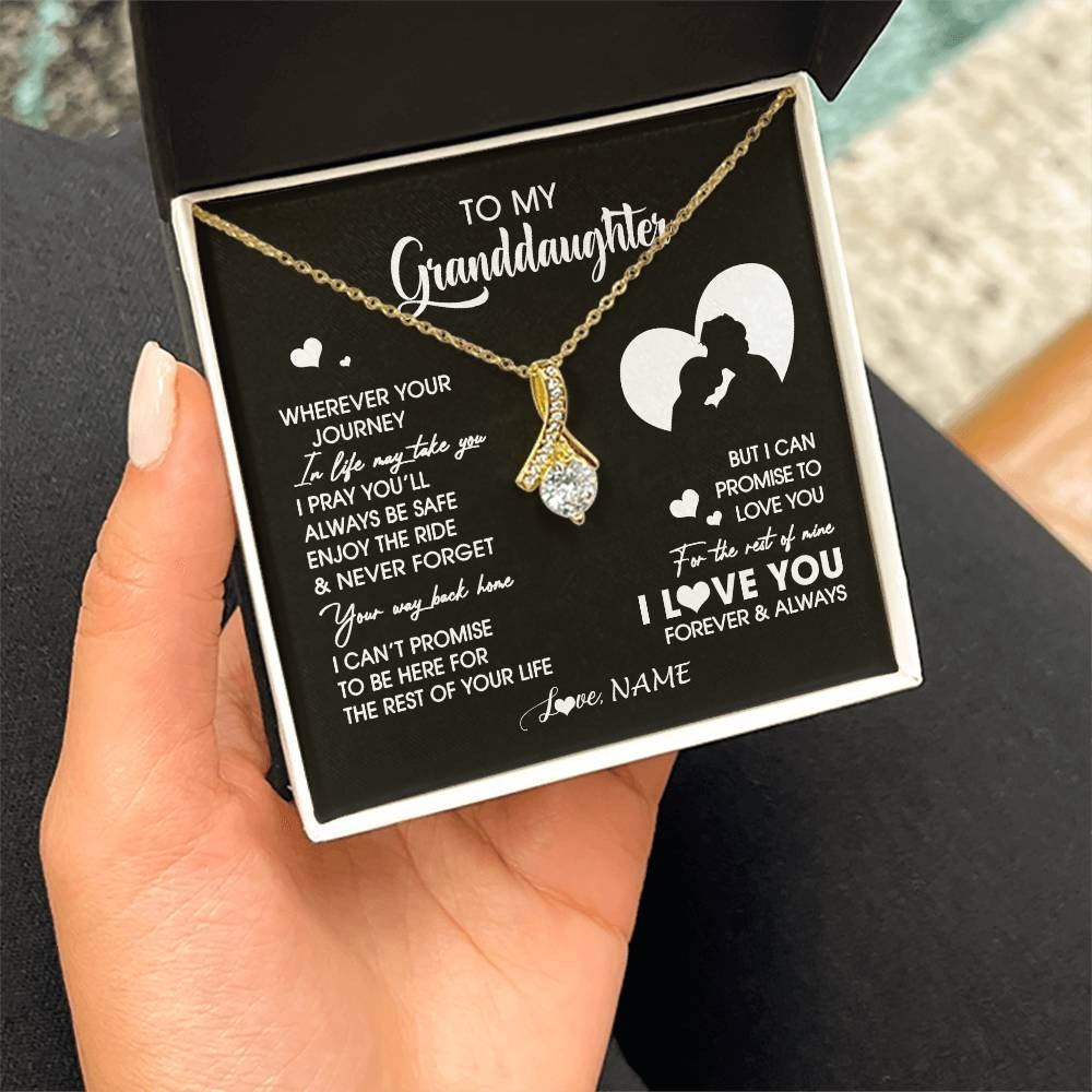 Alluring Beauty Necklace 18K Yellow Gold Finish | 2 | Personalized To My Granddaughter Necklace From Grandpa Wherever Your Journey Granddaughter Birthday Gifts Graduation Christmas Customized Gift Box Message Card | siriusteestore