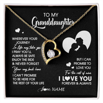 Forever Love Necklace 18K Yellow Gold Finish | 1 | Personalized To My Granddaughter Necklace From Grandpa Wherever Your Journey Granddaughter Birthday Gifts Graduation Christmas Customized Gift Box Message Card | siriusteestore