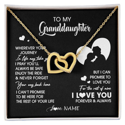 Interlocking Hearts Necklace 18K Yellow Gold Finish | 1 | Personalized To My Granddaughter Necklace From Grandpa Wherever Your Journey Granddaughter Birthday Gifts Graduation Christmas Customized Gift Box Message Card | siriusteestore