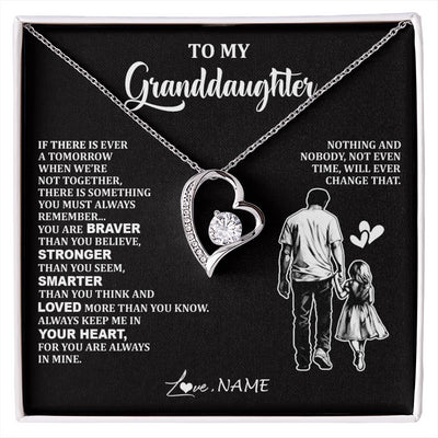 Forever Love Necklace 14K White Gold Finish | 1 | Personalized To My Granddaughter Necklace From Grandpa You Are Always In Mine Beautiful Granddaughter Birthday Graduation Christmas With Gift Box Message Card | siriusteestore