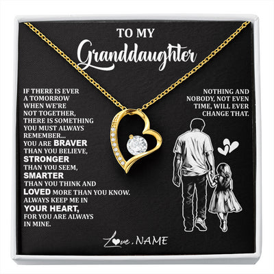 Forever Love Necklace 18K Yellow Gold Finish | 1 | Personalized To My Granddaughter Necklace From Grandpa You Are Always In Mine Beautiful Granddaughter Birthday Graduation Christmas With Gift Box Message Card | siriusteestore