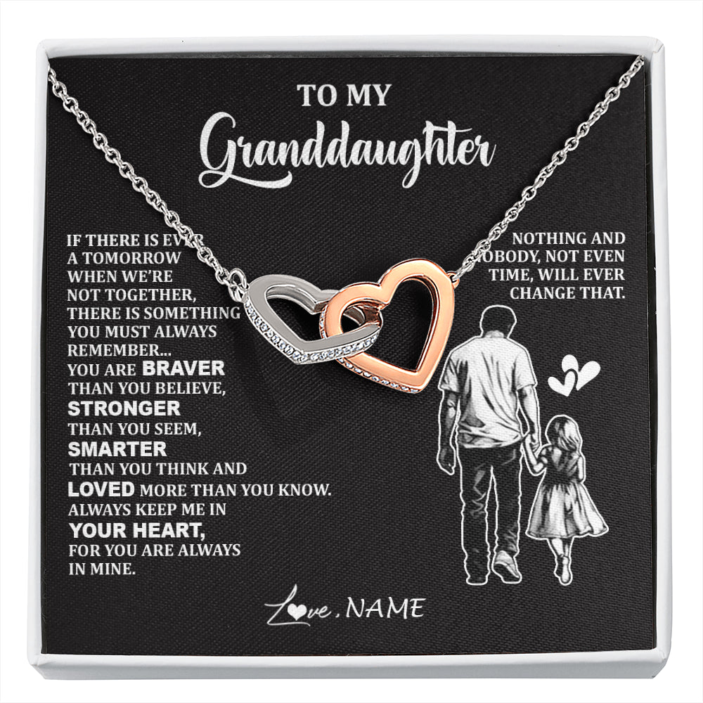 Interlocking Hearts Necklace Stainless Steel & Rose Gold Finish | 1 | Personalized To My Granddaughter Necklace From Grandpa You Are Always In Mine Beautiful Granddaughter Birthday Graduation Christmas With Gift Box Message Card | siriusteestore