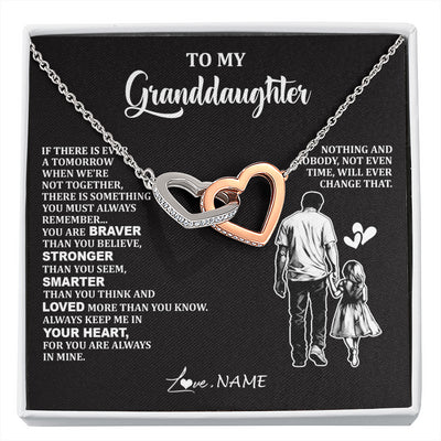 Interlocking Hearts Necklace Stainless Steel & Rose Gold Finish | 1 | Personalized To My Granddaughter Necklace From Grandpa You Are Always In Mine Beautiful Granddaughter Birthday Graduation Christmas With Gift Box Message Card | siriusteestore