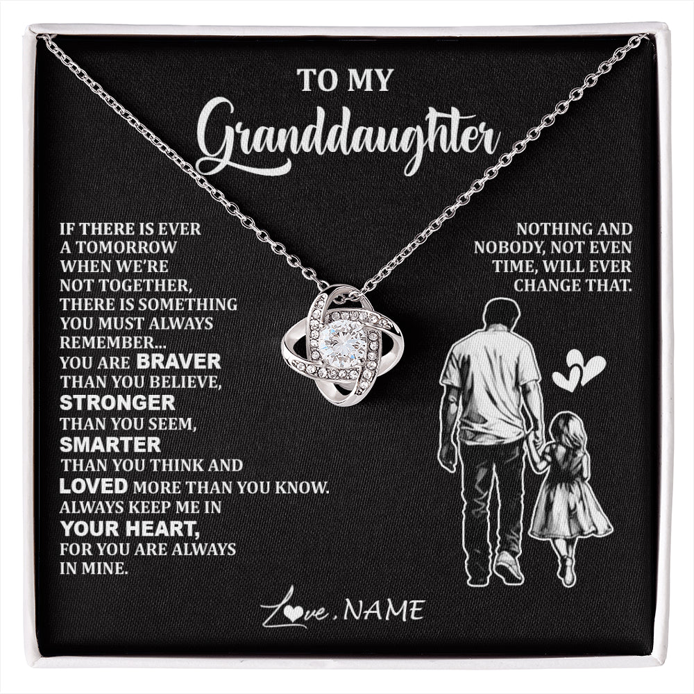 Love Knot Necklace 14K White Gold Finish | 1 | Personalized To My Granddaughter Necklace From Grandpa You Are Always In Mine Beautiful Granddaughter Birthday Graduation Christmas With Gift Box Message Card | siriusteestore