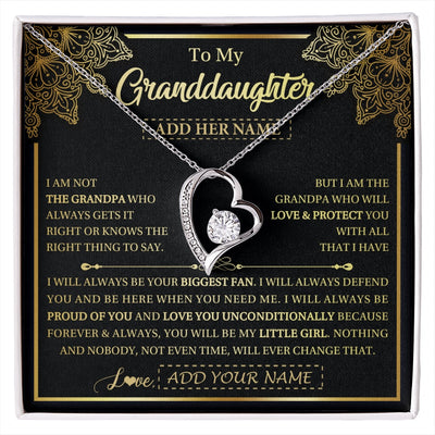 Forever Love Necklace 14K White Gold Finish | 1 | Personalized To My Granddaughter Necklace From Grandpa Your Biggest Fan Birthday Gifts For Granddaughter Gifts Christmas Jewelry Custom Gift Box Message Card | siriusteestore.myshopify