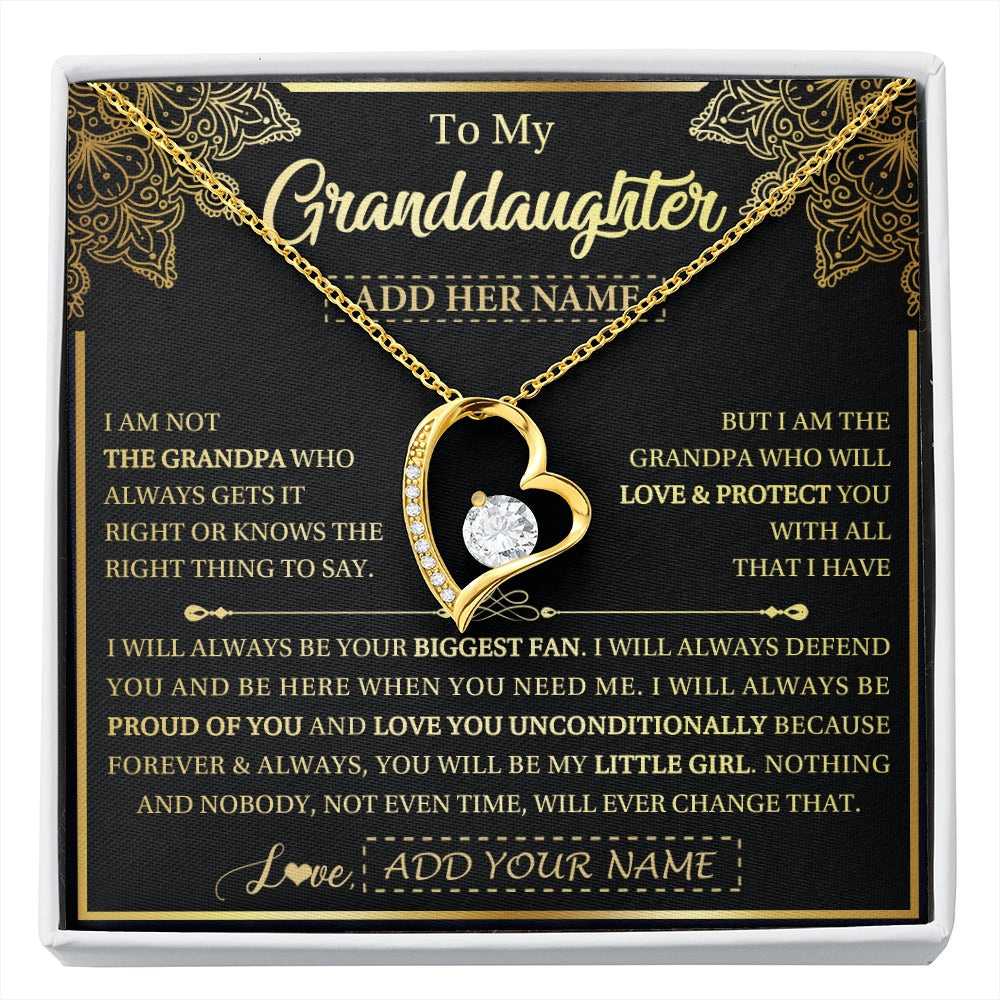 Forever Love Necklace 18K Yellow Gold Finish | 1 | Personalized To My Granddaughter Necklace From Grandpa Your Biggest Fan Birthday Gifts For Granddaughter Gifts Christmas Jewelry Custom Gift Box Message Card | siriusteestore.myshopify