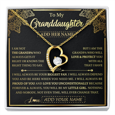 Forever Love Necklace 18K Yellow Gold Finish | 1 | Personalized To My Granddaughter Necklace From Grandpa Your Biggest Fan Birthday Gifts For Granddaughter Gifts Christmas Jewelry Custom Gift Box Message Card | siriusteestore.myshopify