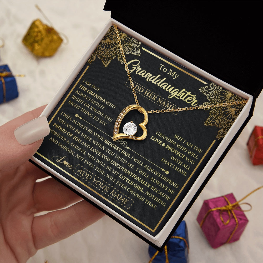 Forever Love Necklace 18K Yellow Gold Finish | 2 | Personalized To My Granddaughter Necklace From Grandpa Your Biggest Fan Birthday Gifts For Granddaughter Gifts Christmas Jewelry Custom Gift Box Message Card | siriusteestore.myshopify