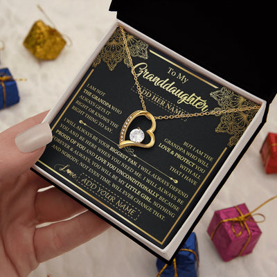 Forever Love Necklace 18K Yellow Gold Finish | 2 | Personalized To My Granddaughter Necklace From Grandpa Your Biggest Fan Birthday Gifts For Granddaughter Gifts Christmas Jewelry Custom Gift Box Message Card | siriusteestore.myshopify
